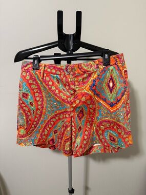 Lauren Ralph Lauren High-Waist Paisley Shorts in Orange, Turquoise & Pink